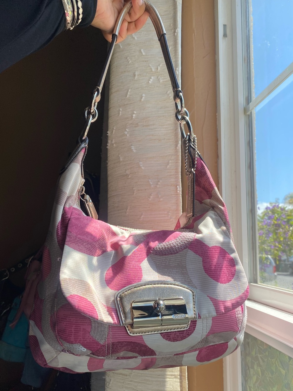 Coach Pink Sequence Kristen Shoulder Bag - Picture 4 of 5